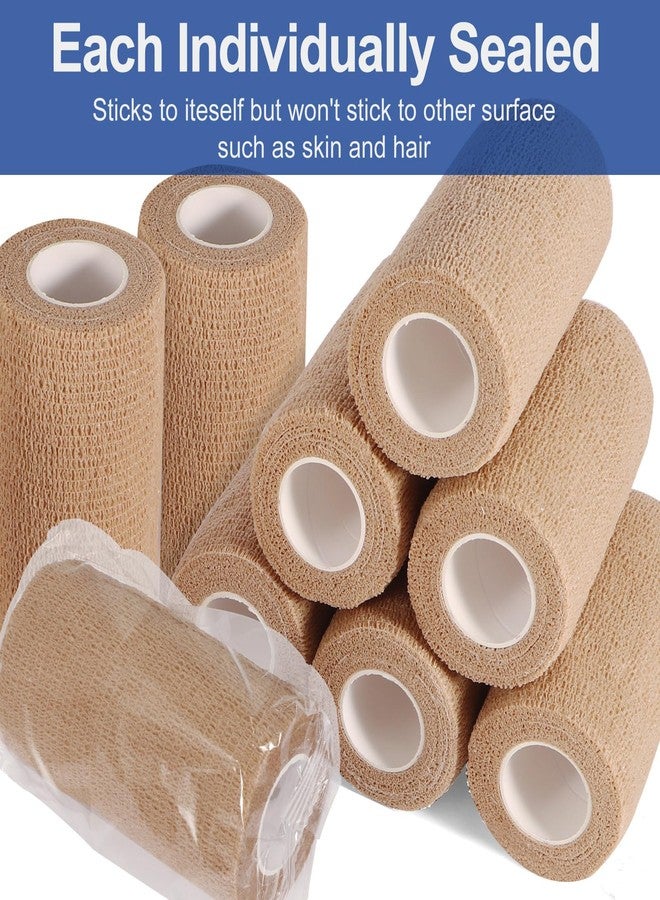 LDIWEE 24 Pack 4 Inch Self Adhesive Bandage Wrap - 5 Yard Cohesive Athletic Tape for First Aid, Medical, Sports, Ankle Wrist Sprains, Vet Wrap (Brown) - Image 4